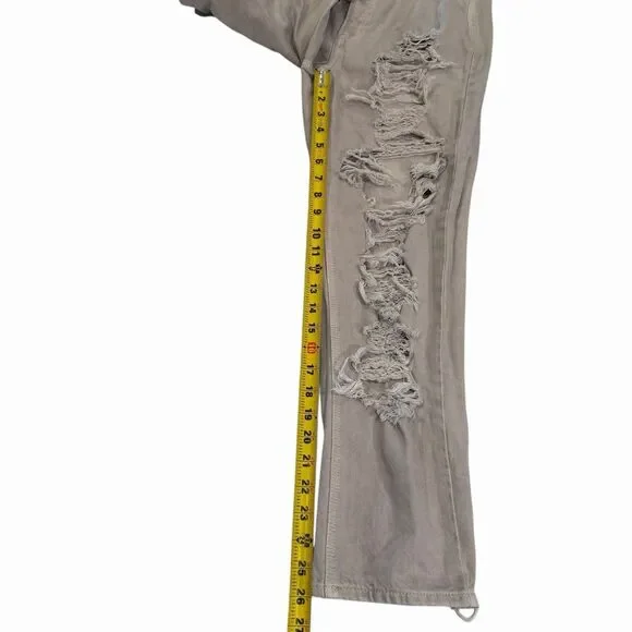 AE Jeans Women’s Distressed Mom Jeans Relaxed Tapered Cream Size 8 4597 - Picture 11 of 11